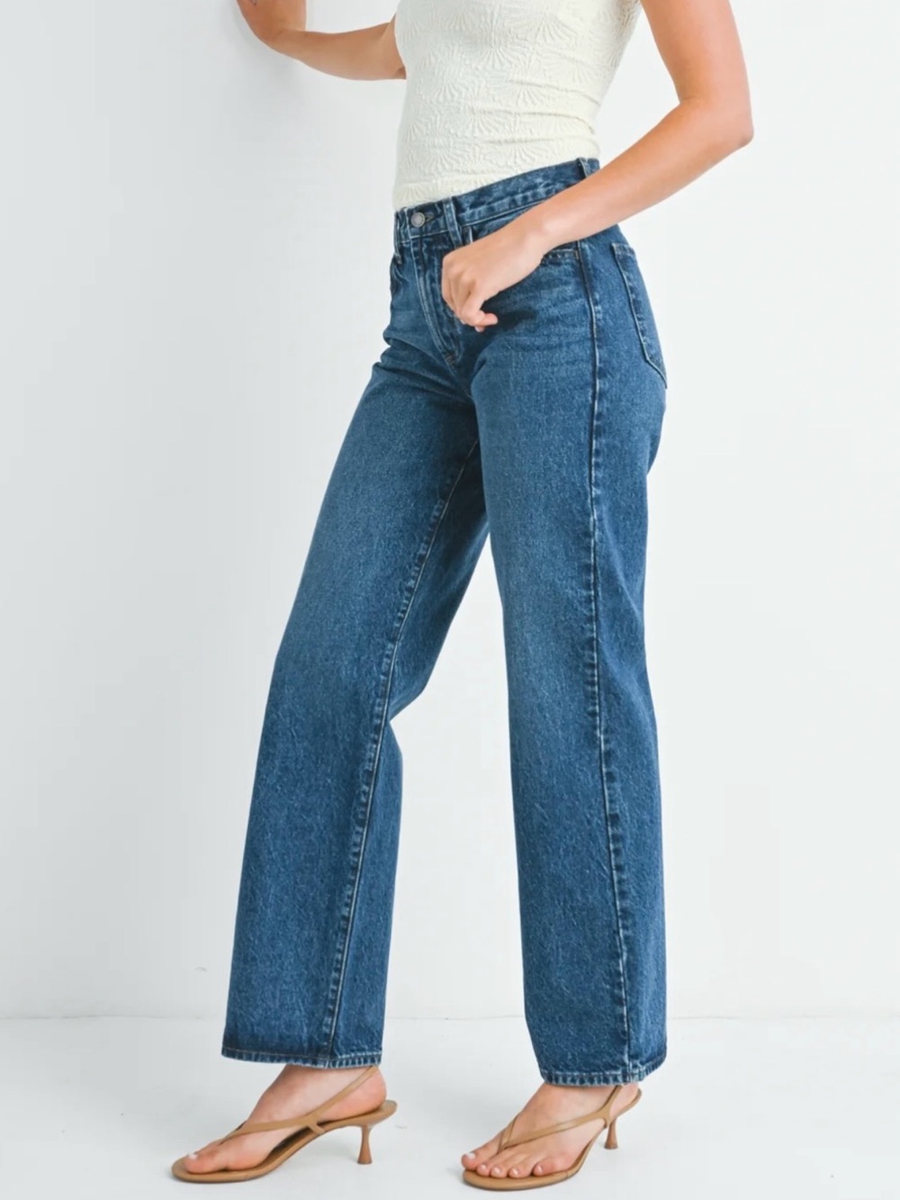 Just Black Denim Relaxed Waist Straight Leg Jeans